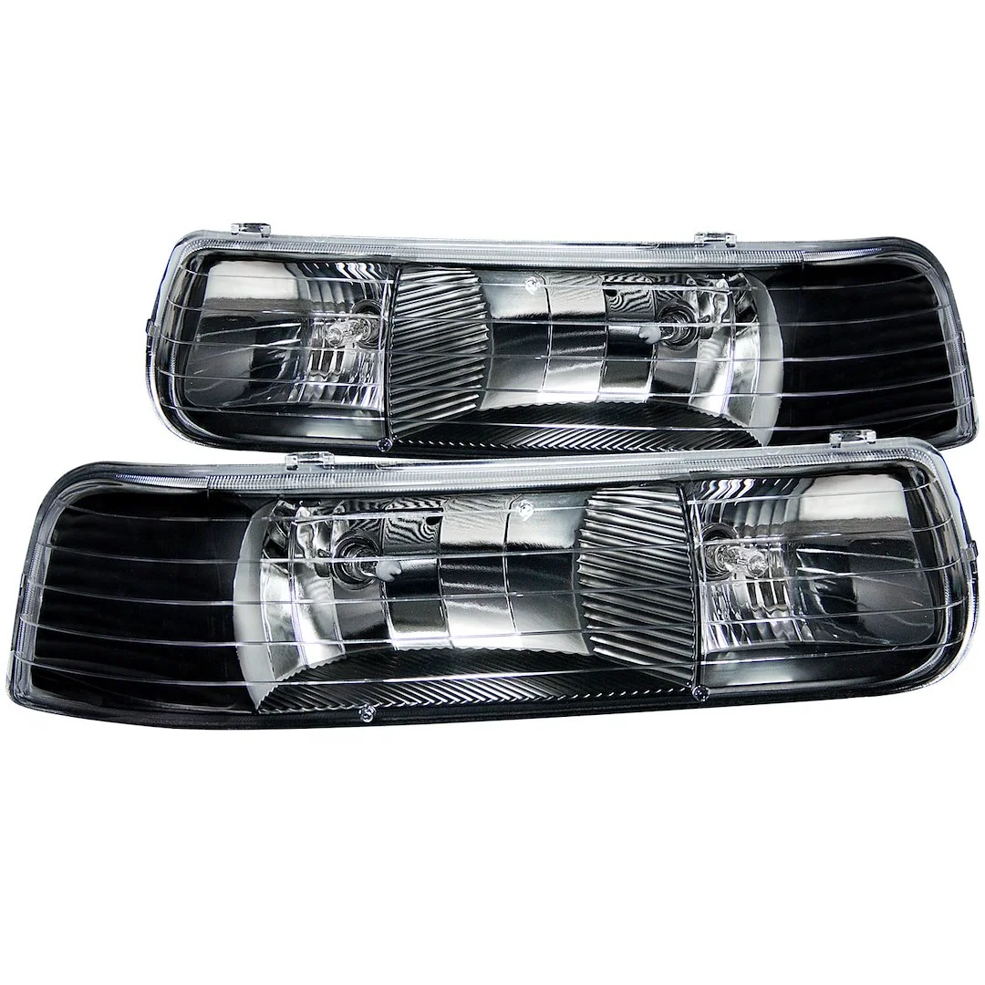 111155 – ANZO Headlight Assembly, Halogen Bulb Standard Beam Clear Lens Black Housing Set Of 2